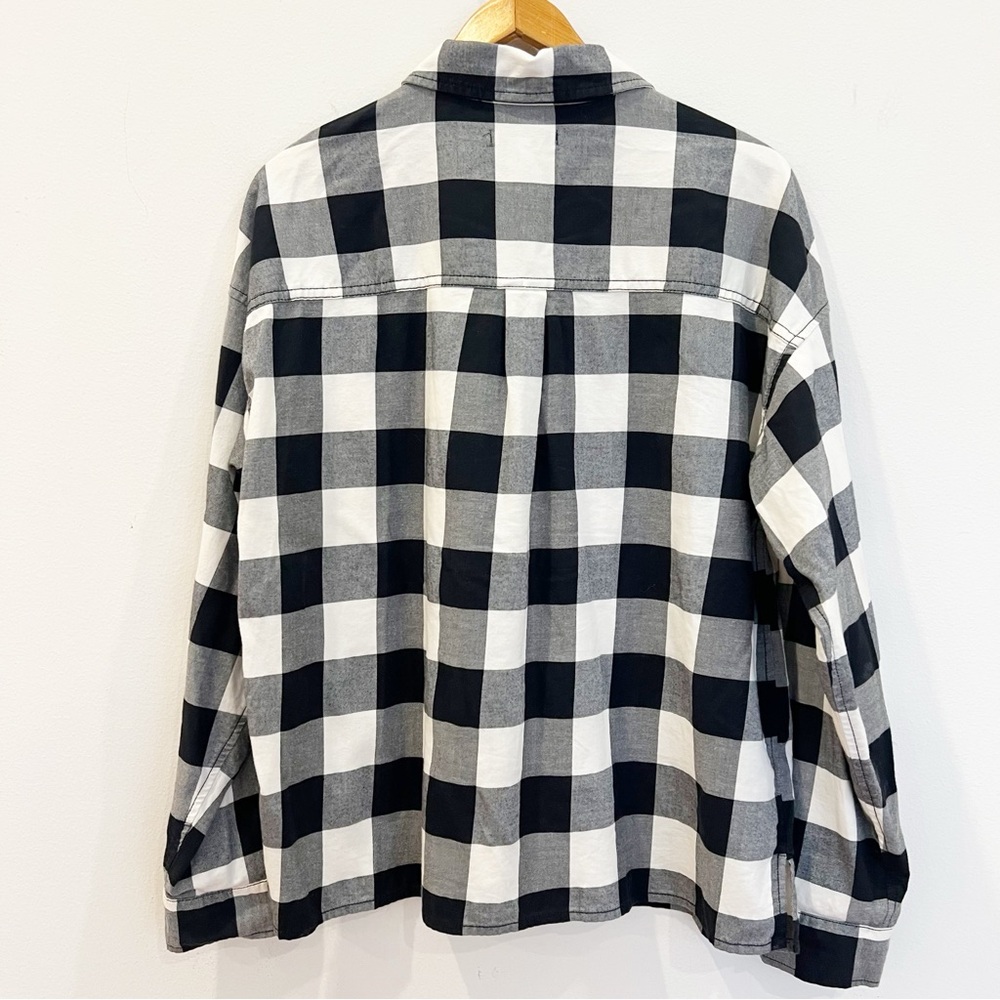 Madewell Shirt Jacket Womens Large Black White Buffalo Check Oversized Classic - Picture 3 of 12